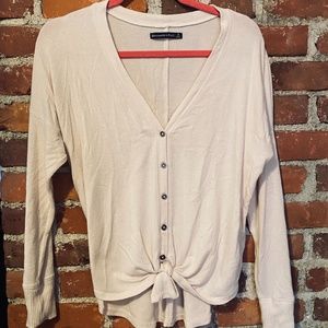 Abercrombie & Fitch Cozy Tie-Front Knit Top_Size S